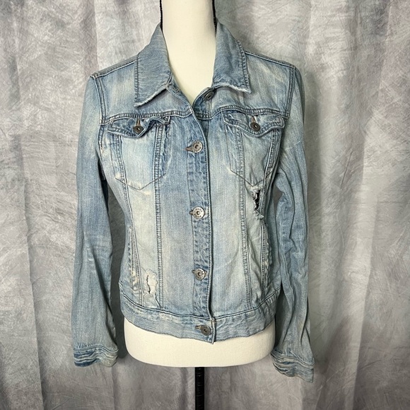 Mudd Distressed Light Wash Cropped Denim Jean Jacket - XL - Picture 2 of 10